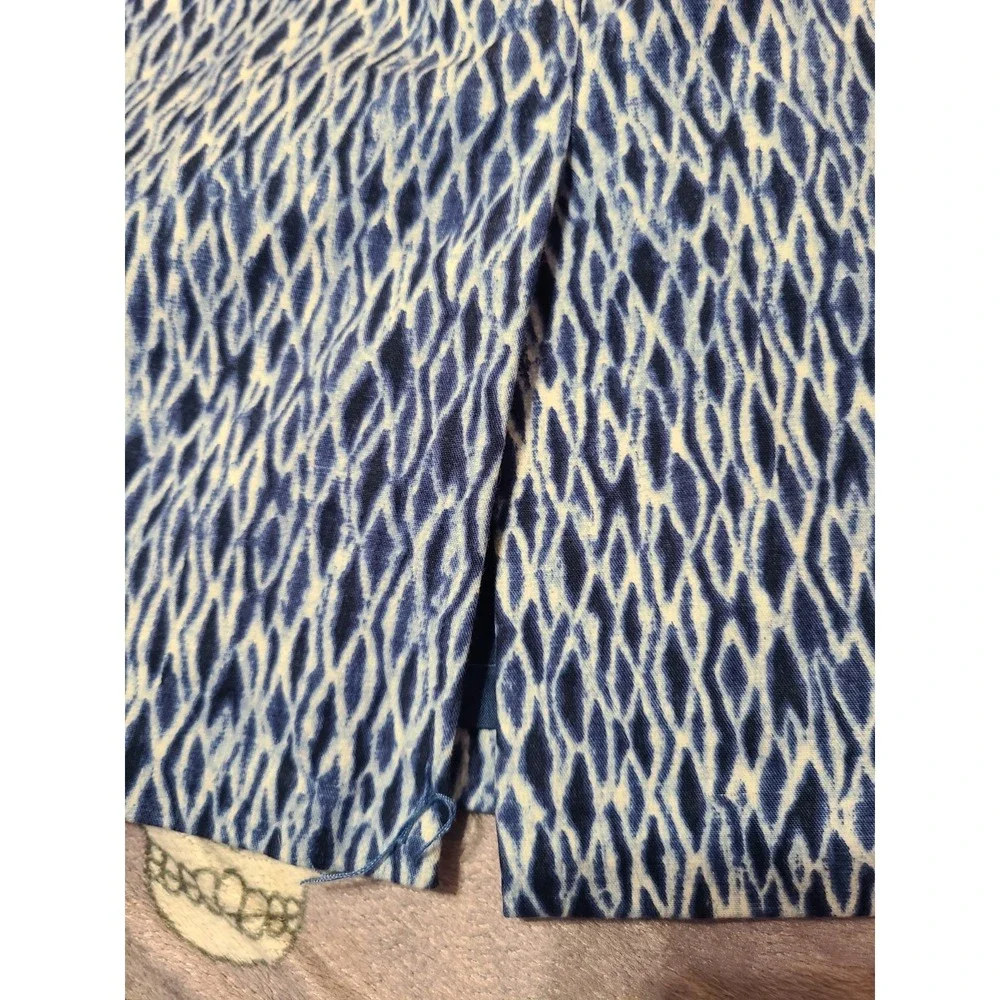 Michael Kors Blue Printed Faux Belt Pencil Skirt Sz 2‎